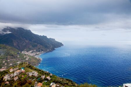 View of Ravello village with mountains on the Amalfi Coast in Italyの写真素材