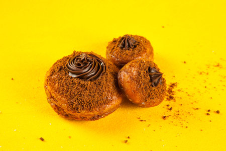 Chocolate doughnut with gooey filling inside for double flavour