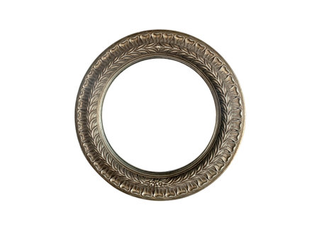 Metal frame ornamental mirror on seamless white backgroundの写真素材