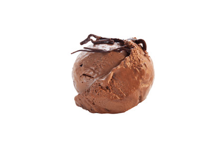 Belgian chocolate gelato ice cream scoop with chocolate dressing on top.の写真素材
