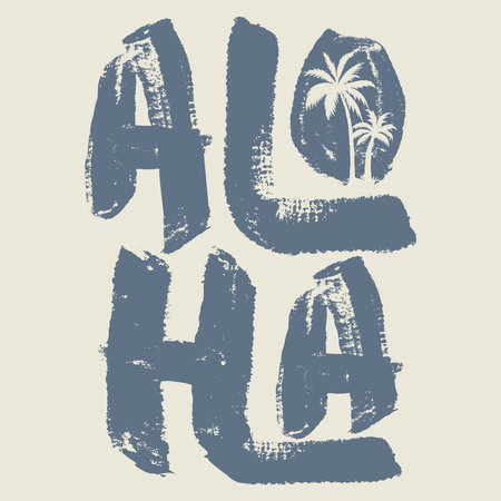 Aloha summer. Modern brush calligraphy. Ink illustration. Vector calligraphy illustration.のイラスト素材