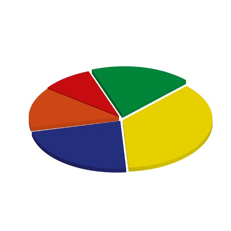 5 color 3D pie chartの写真素材