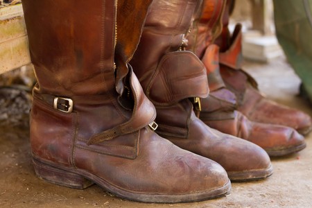 Riding boots, ready for a game of polo.   の写真素材