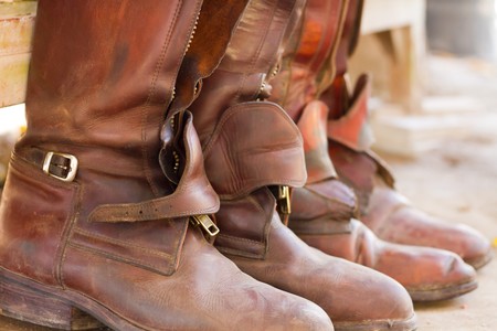 Riding boots, ready for a game of polo.   の写真素材