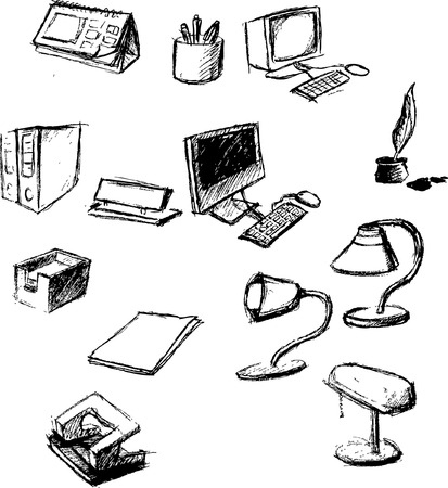  drawn office suppliesのイラスト素材