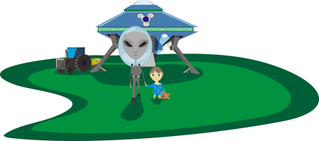 Returning, stolen child by aliens homeのイラスト素材