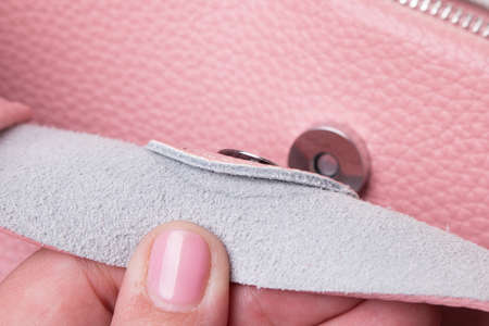 Leather underside, grain, genuine leather cut, pink genuine leatherの写真素材
