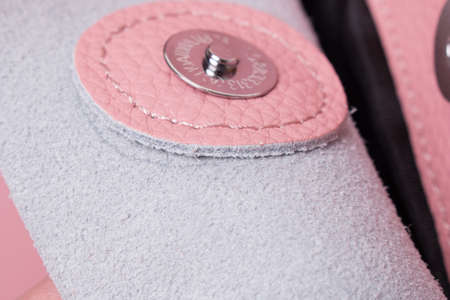 Pink genuine leather. Leather underside, grain, genuine leather cutの写真素材