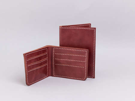 Wallet, cover for passport or documents, made of brown genuine leatherの写真素材