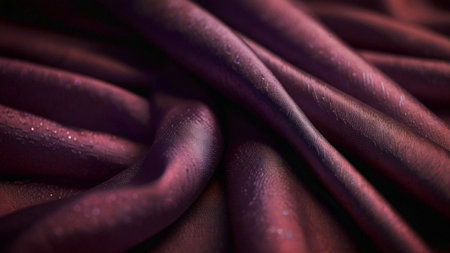 Purple silk fabric with drops of dew close-up macro photographyの素材
