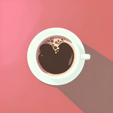 Cup of coffee with heart icon, flat design, long shadowの素材