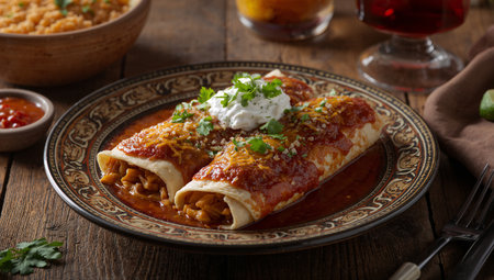 pancakes stuffed with meat and rice with tomato sauce and sour creamの素材