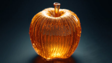 Golden apple on a dark background. Shallow depth of field.の素材