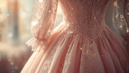 Wedding dress on the background of the window. Wedding dress.の素材