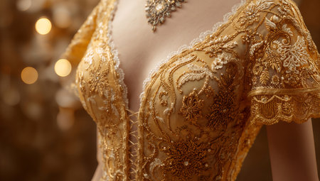 Details of the wedding dress and accessories on a mannequin.の素材