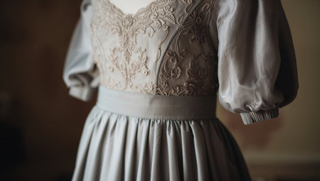 Details of the wedding dress and accessories for the bride, vintage styleの素材