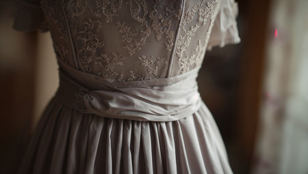Wedding dress on a wedding day. Close-up.の素材