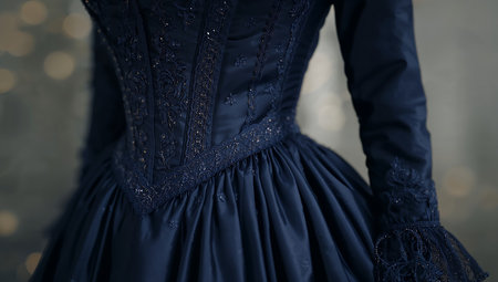 Close-up of a beautiful woman's dress in the studio.の素材