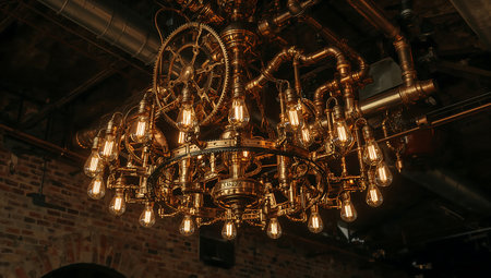 Vintage chandelier in a loft style. Retro chandelier.の素材