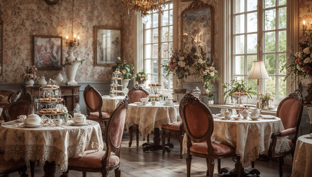 Luxury interior of a country house with a beautiful vintage furnitureの素材