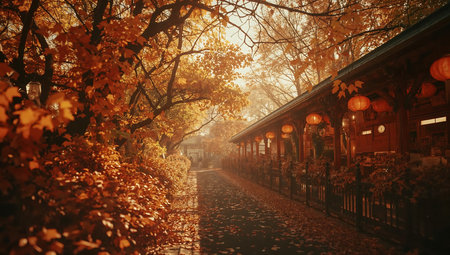 Autumn alley in Gyeongbokgung Palace, Seoul, South Koreaの素材