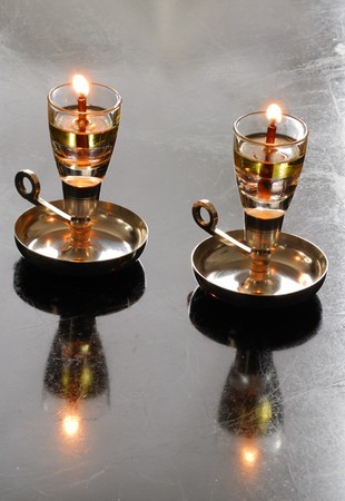 Two Shabbat oil candlesの写真素材