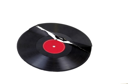 Broken record isolated on whiteの写真素材