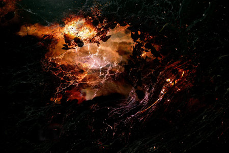 Abstract created by combining photos of natural elements with a glow of light and mysterious look.