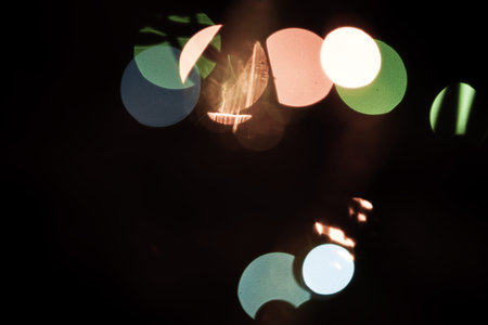 Abstract of blurred lights in retro colors.