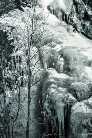 Ice fall in Alaska in black and white.の写真素材