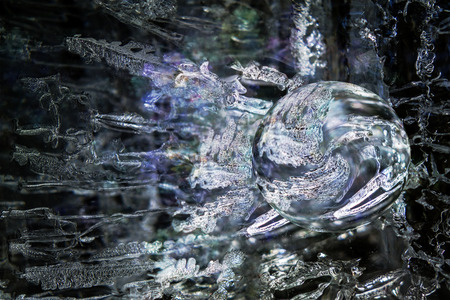 Magical ice sphere created with photomanipulation.の写真素材