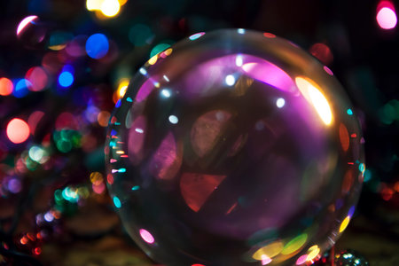 Colorful abstract from light reflections in a glass ball.