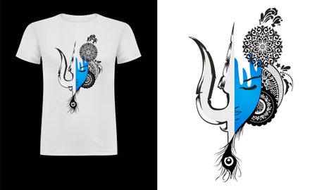 T-shirt design with indian motifs. Vector illustration.のイラスト素材