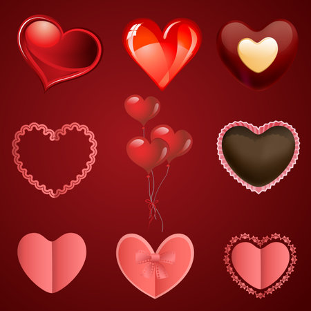 <p>Valentine's Day heart design elements set Vector illustration.</p>のイラスト素材