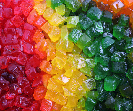 <p>Close up of a pile of colorful candied fruit as a background</p>の写真素材