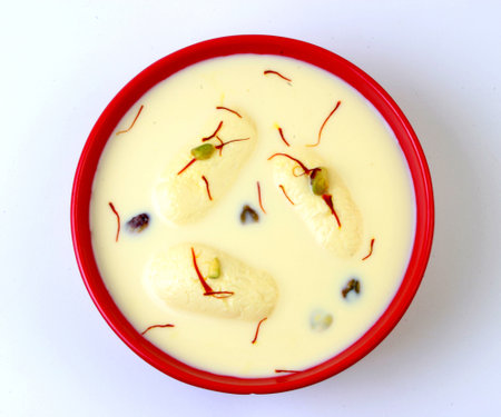 traditional rasmalai indian dessert, indian sweet rasmalai or ras malai, famous bengali sweetの写真素材