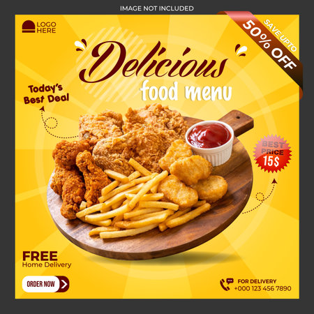 Restaurant Fast Food Menu Poster. Vector Illustrationのイラスト素材