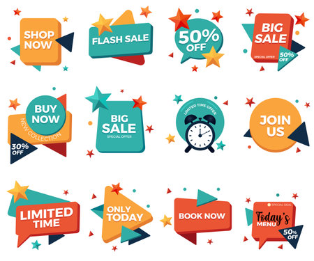 modern Discount Tag & Label Designs collection setのイラスト素材