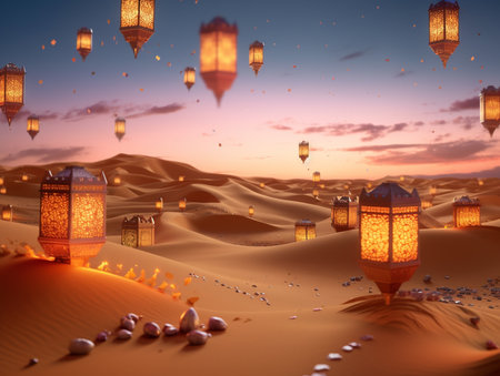 Photo Islamic Mosque in the evening with sunlight backgroundの素材