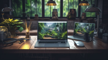 Photo electronic device homepage is seen on a computer screenの素材