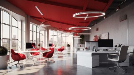 Photo empty office room with chairs and desksの素材