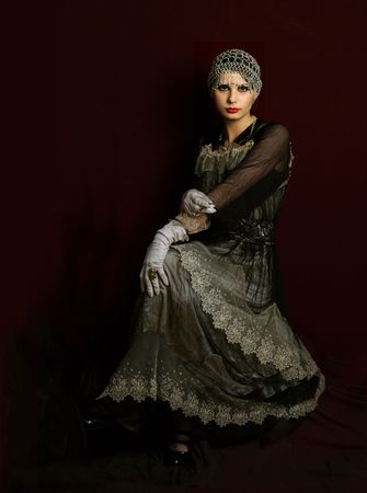 The girl in  style of the beginning of XX centuryの写真素材