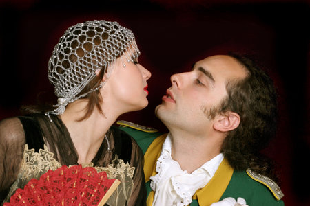 Romantic cuple dressed in  style of the beginning of XX century
