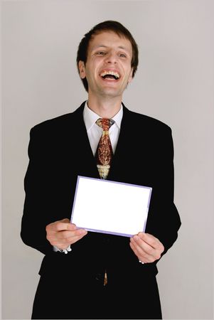 happy map with empty card -  isolated on grayの写真素材