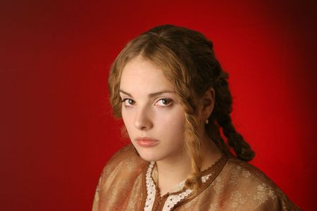 beautiful young girl  portrait - looking  to the photographerの写真素材
