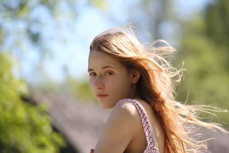 teenager girl - outside portraitの写真素材