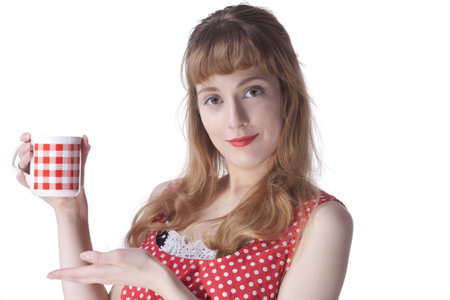 Preatty with a cup of cofeの写真素材