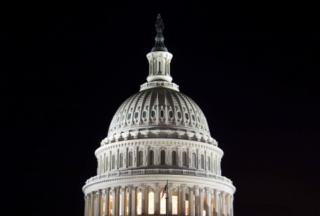 Capitol Building Dome at night, Washington, DC, USAのeditorial素材