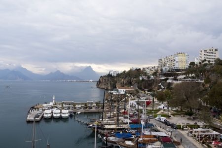 ANTALYA - DEC 28: Harbor of Antalya city in Turkey on December 28, 2012. Antalya is the one of the most visited city.のeditorial素材