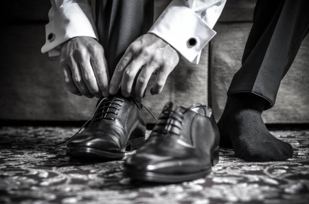 Men shoes black whiteの写真素材